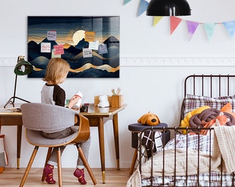 Sunset landscape Note Board, Magnetic Message Board, Multicolour Chore Board, Landscape Pattern