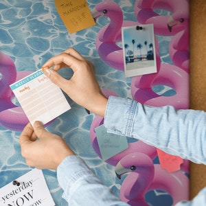Water Flamingos, Pink, Canvas Print, Custom Pattern, Push Pins, XXL Cork Board, Goal Board