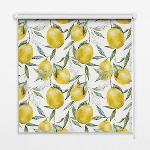 Light Diffusing And Room Darkening Blinds, Dishes, Yellow, Green, Sweet lemons, Contemporary Roller Blinds, Handmade Roller Shades