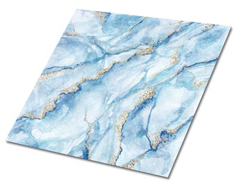 Winter Marble Vinyl Floor Tiles, Blue Sticky Vinyl Tiles, Gold Vinyl Tiles For Bathroom, Stone Vinyl Wall Panels, Easy To Clean