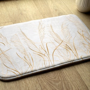 Yellow Minimalistic Pattern, Soft Grass, Non-slip Rug, Elegant Design, Small Space Rug, Bath Runner, Floor Decor