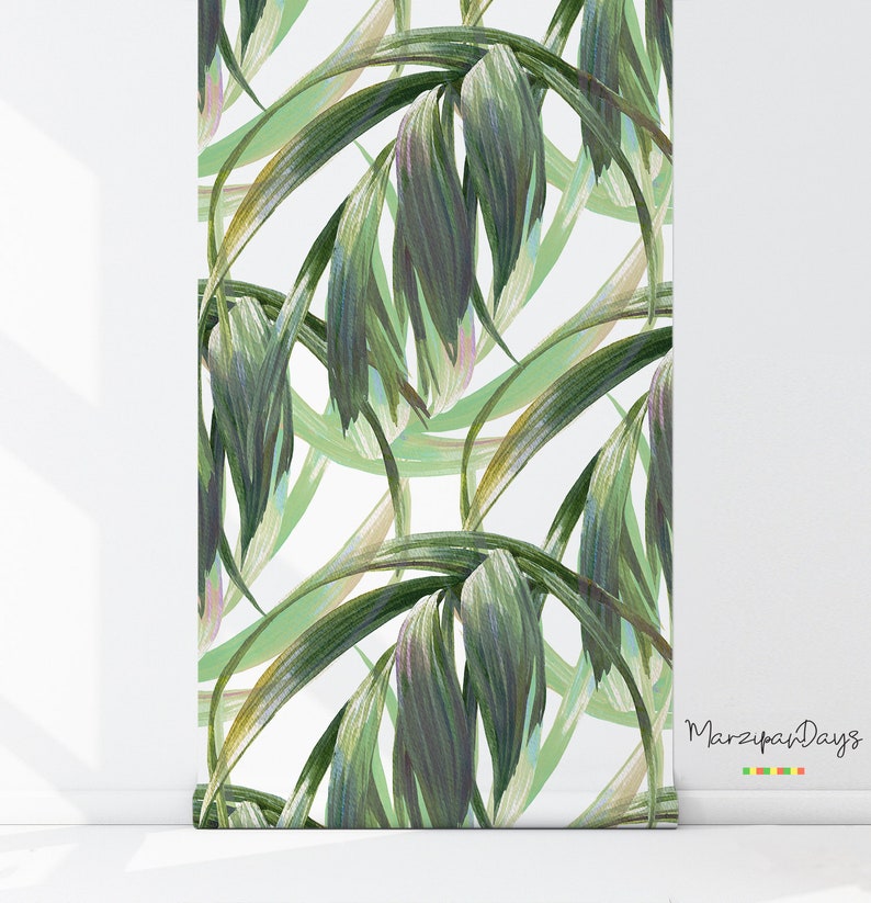 Buy Long Exotic Leafs, Removable Wallpaper, Tropical Wall Mural, Leaves