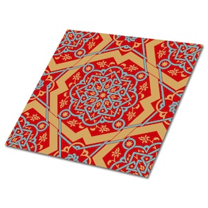 Floral Pattern Vinyl Tiles Flooring, Red Vinyl Wall Panels, Gold Luxury Vinyl Tile, Oriental Vinyl Tiles For Bathroom