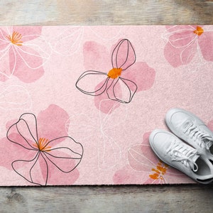 Foliage Outdoor Mat, White Welcome Mat, Floral Cute Doormat, Personalized Doormat, Non-Slip Doormat, Entrance Mat