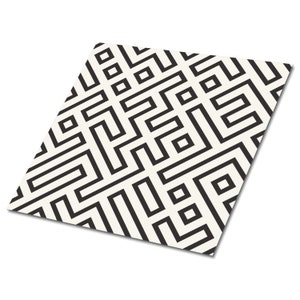 Geometric Lines Self Adhesive Vinyl Tiles, Black Vinyl Wall Panels, White Luxury Vinyl Tile, Abstract Vinyl Tiles For Bathroom