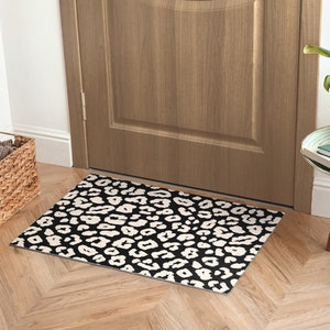 Leopard Zoom Front Door Mat, Personalized Doormat, Fall Doormat, Animal Pattern, Entrance Mat Black And White