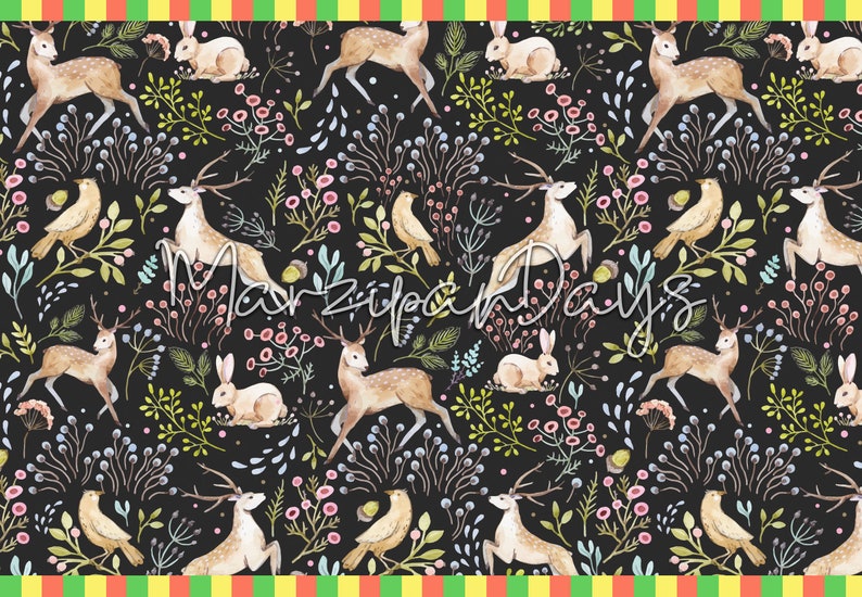 Woodland Wallpaper Dark Woodland Animals Wall Decor Nursery Etsy UK