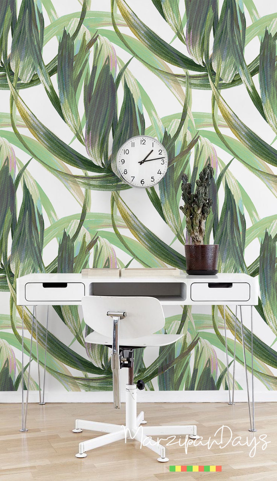 Buy Long Exotic Leafs, Removable Wallpaper, Tropical Wall Mural, Leaves
