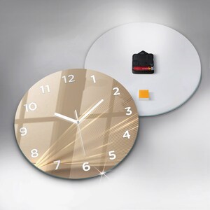 Abstract Light Glass Clock, Golden Modern Wall Clock, Unique Wall Clock ...