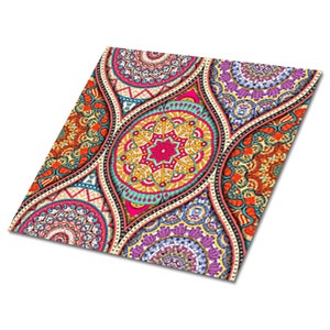 Beautiful Mandala Self Adhesive Vinyl Tiles, Pink Vinyl Tiles Flooring, Yellow Vinyl Wall Panels, Classic Vinyl Tiles For Bathroom