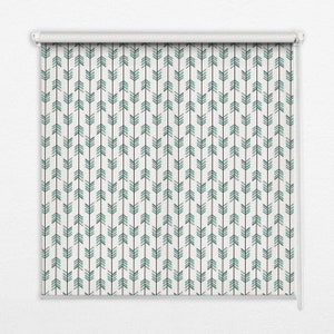 Light Diffusing And Room Darkening Blinds, Geometric, Green, Black, Arrows, Contemporary Roller Blinds, Handmade Roller Shades