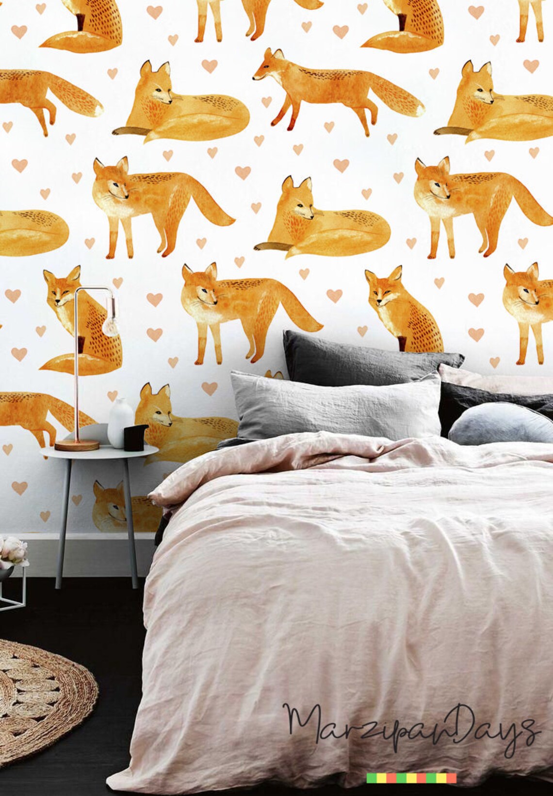 Fox Wallpaper Woodland Wallpaper Nursery Wall Mural Etsy