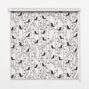Blinds, Light Diffusing And Room Darkening, Birds and trees, Black and White, Plants, Contemporary Roller Blinds, Stylish Window Decor