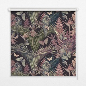 Light Diffusing And Room Darkening Blinds, Plants, Purple, Green, Plants and birds, Kitchen Window Blinds, Bedroom Window Treatments