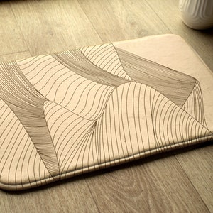 Beige Artistic Pattern, Geometric Desert, Non-slip Rug, Bathroom Rug, Small Carpet, Bath Runner, Soft Material
