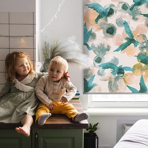 Sheer Or Blackout Variations Avaible Blinds, Animals, Blue, Beige, Watercolor birds, Kitchen Window Blinds, Bedroom Window Treatments