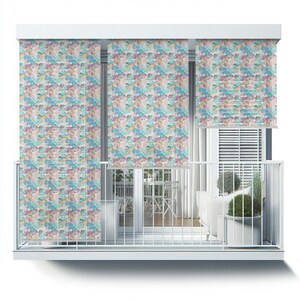 Multicolour Outdoor Roller Shades, Leaves With Colorful Patterns Blinds, Plants Patio Roller Blinds, Window Blinds