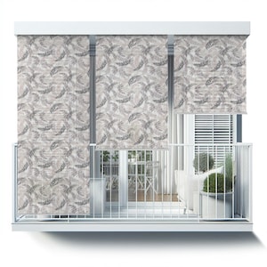 Beige Backyard Shades, Leaves In Different Colors Blinds, Plants Roll Up Blinds, Window Blinds