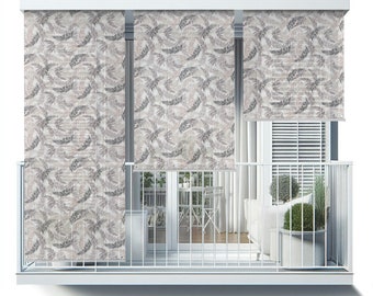 Beige Backyard Shades, Leaves In Different Colors Blinds, Plants Roll Up Blinds, Window Blinds