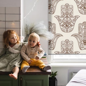 Blinds, Sheer Or Blackout Variations Avaible, Hands, Gray and Beige, Abstraction, Contemporary Roller Blinds, Handmade Roller Shades