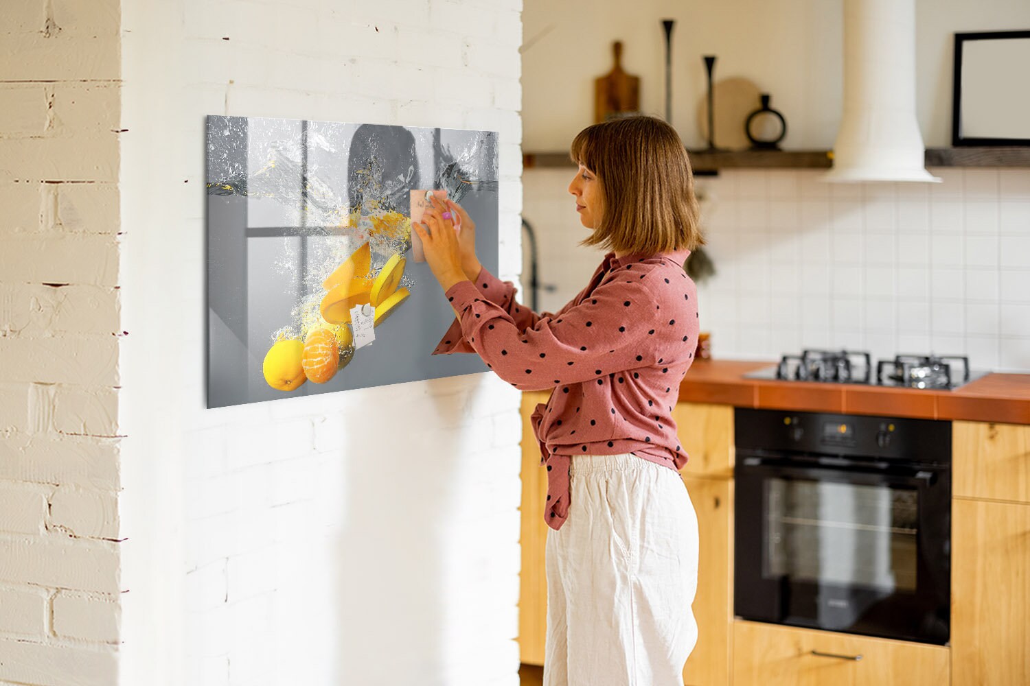 Citruses in water Display Board, Large Magnetic Board, Yellow Message Board, Foods and drinks Pattern