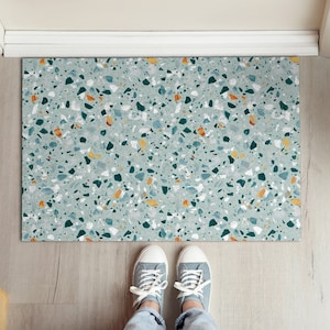 Spots Abstraction Front Door Mat, Personalized Doormat, Cute Doormat, Abstraction Pattern, Entrance Mat Green