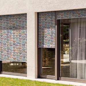 Multicolour Balcony Shades, Colorful Kittens Blinds, Animals Backyard Roller Blinds, Custom Blinds