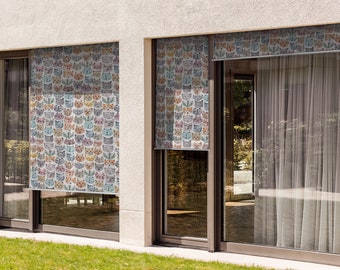 Multicolour Balcony Shades, Colorful Kittens Blinds, Animals Backyard Roller Blinds, Custom Blinds