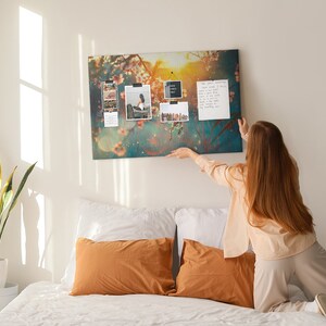 Spring Flowers, Multicolor, Canvas Print, Custom Pattern, Push Pins, XXL Cork Board, Photo Wall Display
