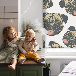 Blinds, Sheer Or Blackout Variations Avaible, Bulldogs, Yellow and Black, Animals, Contemporary Roller Blinds, Handmade Roller Shades