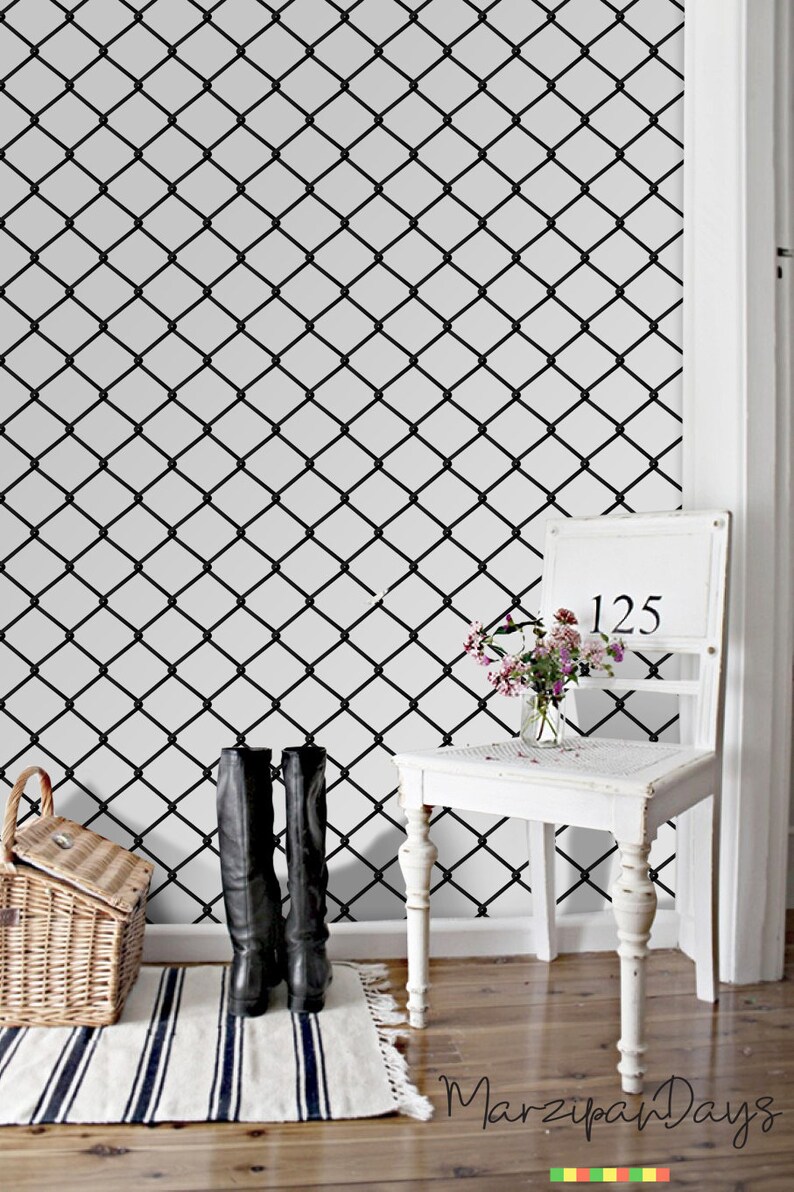 Chain Wallpaper Black and White Scribbles Wall | Etsy