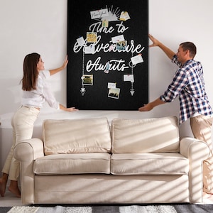 Time to adventure, Goal Board, Student's Note Board, Black, XXL Cork Board, Pins included, Custom Pattern