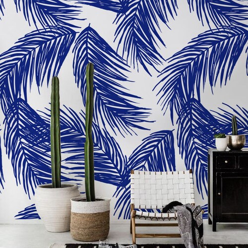Palm Tree Wallpaper Navy Blue Gold Metallic Tropical Shimmer Holden Decor 