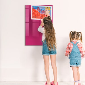 Tablero de notas rosa, color rosa fuerte, tablero de mensajes magnético, tablero de tareas, tablero grande