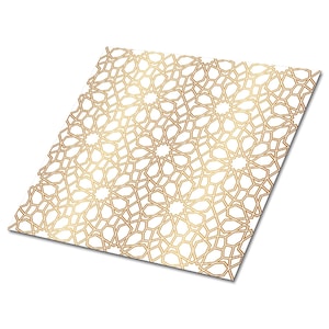 Moroccan Pattern Vinyl Tiles Flooring, Gold Vinyl Wall Panels, White Luxury Vinyl Tile, Oriental Vinyl Tiles For Bathroom
