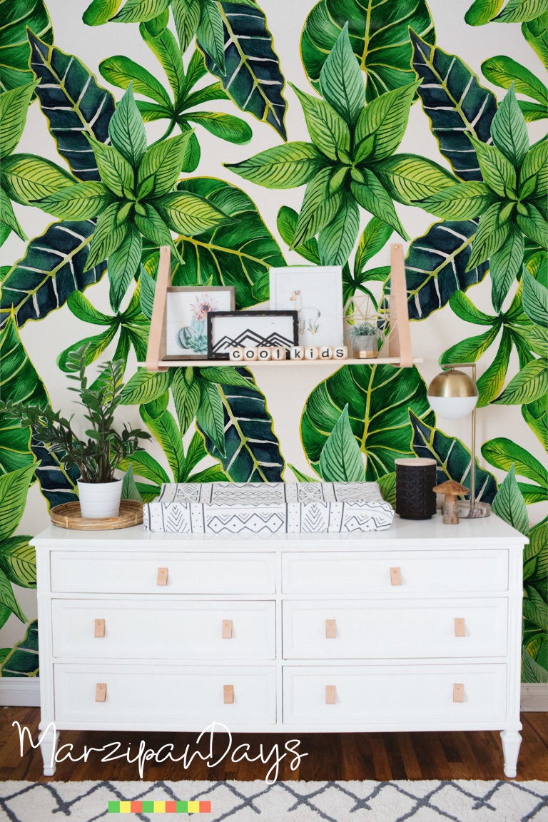 Fresh Green Plants Removable Wallpaper Contemporary Wall Etsy Ireland
