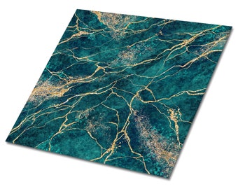 Green Malachite Vinyl Floor Tiles, Turquoise Vinyl Floor Tiles, Gold Vinyl Wall Panels, Marble Luxury Vinyl Tile, Home Decor
