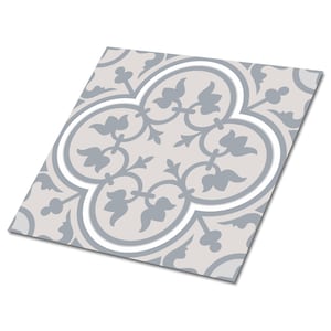 Floristic Pattern Vinyl Floor Tiles, Gray Vinyl Tiles Flooring, Beige Vinyl Wall Panels, Mosaic Vinyl Tiles For Bathroom