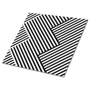 Geometric Lines Vinyl Floor Tiles, Black Vinyl Floor Tile, White Vinyl Tiles For Bathroom, Modern Luxury Vinyl Tile, Easy To Clean