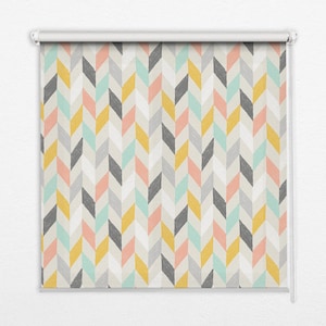 Light Diffusing And Room Darkening Blinds, Geometric, Yellow, Black, Rainbow mountains, Printed Pattern, Stylish Window Decor