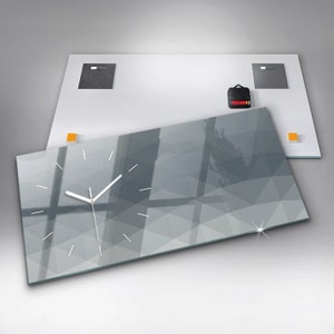 Wave Abstraction Glass Clock, Gray Modern Wall Clock, Unique Wall Clock, Tempered Glass Clock, Gray House Decor
