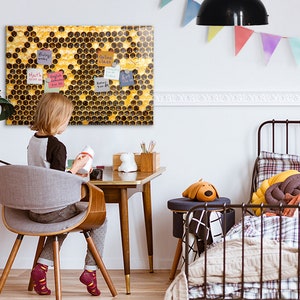 Honeycomb Note Board, Magnetic Message Board, Yellow Chore Board, Foods and drinks Pattern