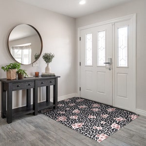 Crazy Leopard Abstraction Welcome Mat, Personalized Doormat, Cute Doormat, Animal Pattern, Black Entrance Mat