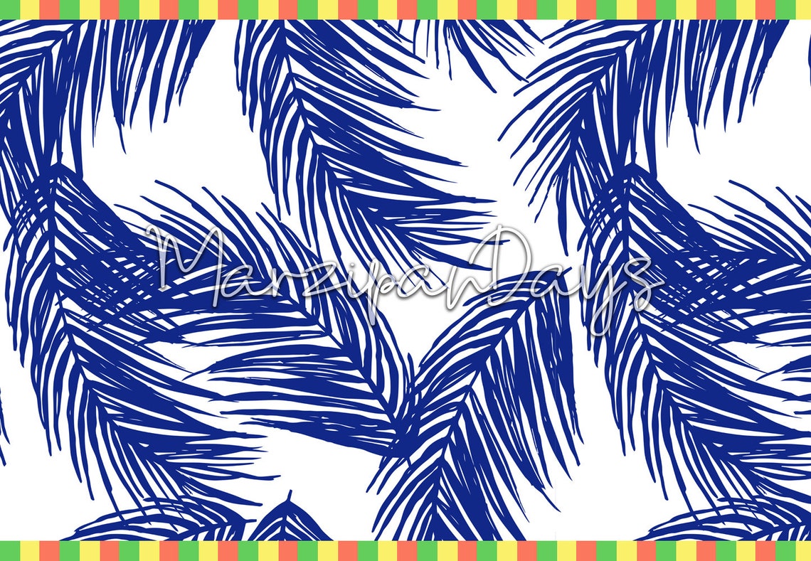 Navy palm leaf wallpaper Tropical leaf wall decor Palm art | Etsy