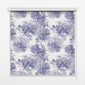 Blinds, Light Diffusing And Room Darkening, Blue bouquet, Blue and White, Plants, Contemporary Roller Blinds, Handmade Roller Shades