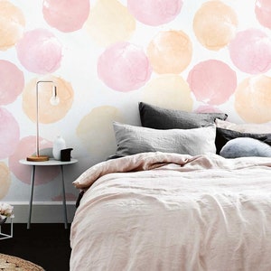 Pastel Colorful Dots removable wallpaper - watercolor, pastel, color, abstract, nursery, circle, wall decor, decal, wall art #97