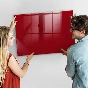 Organizador de pared rojo, color rojo, tablero magnético para tareas, tablero de notas, tablero de tareas