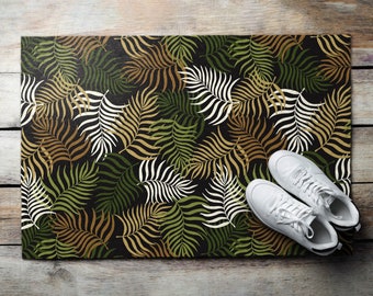 Colorful Monstera Leaves Front Door Mat, Personalized Doormat, Floral Pattern, Funny Doormat, Entrance Mat Green