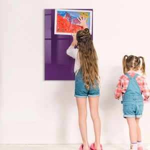 Tablero de notas morado, color violeta, tablero magnético grande, tablero de notas, tablero de mensajes