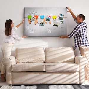 Family Word, Cork board, XXL Canvas, Pins included, Personalized Pattern, Idea Board, Multicolor